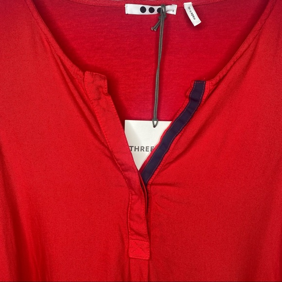 Three Dots Sonia Twill Henley Top - Picture 4 of 8